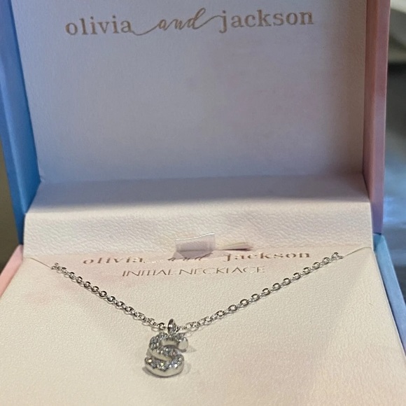 Olivia and Jackson Sterling Silver Pave Cz Initial Necklace- S - Picture 5 of 7